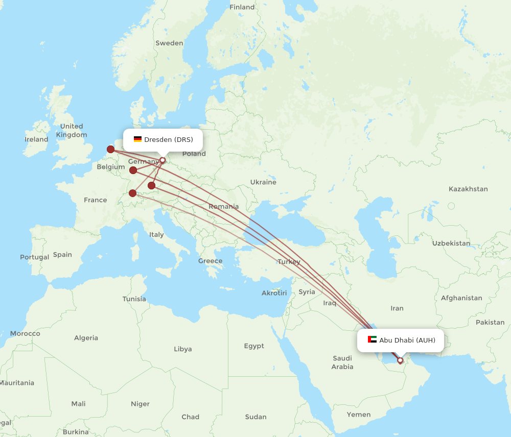 AUH-DRS flight routes