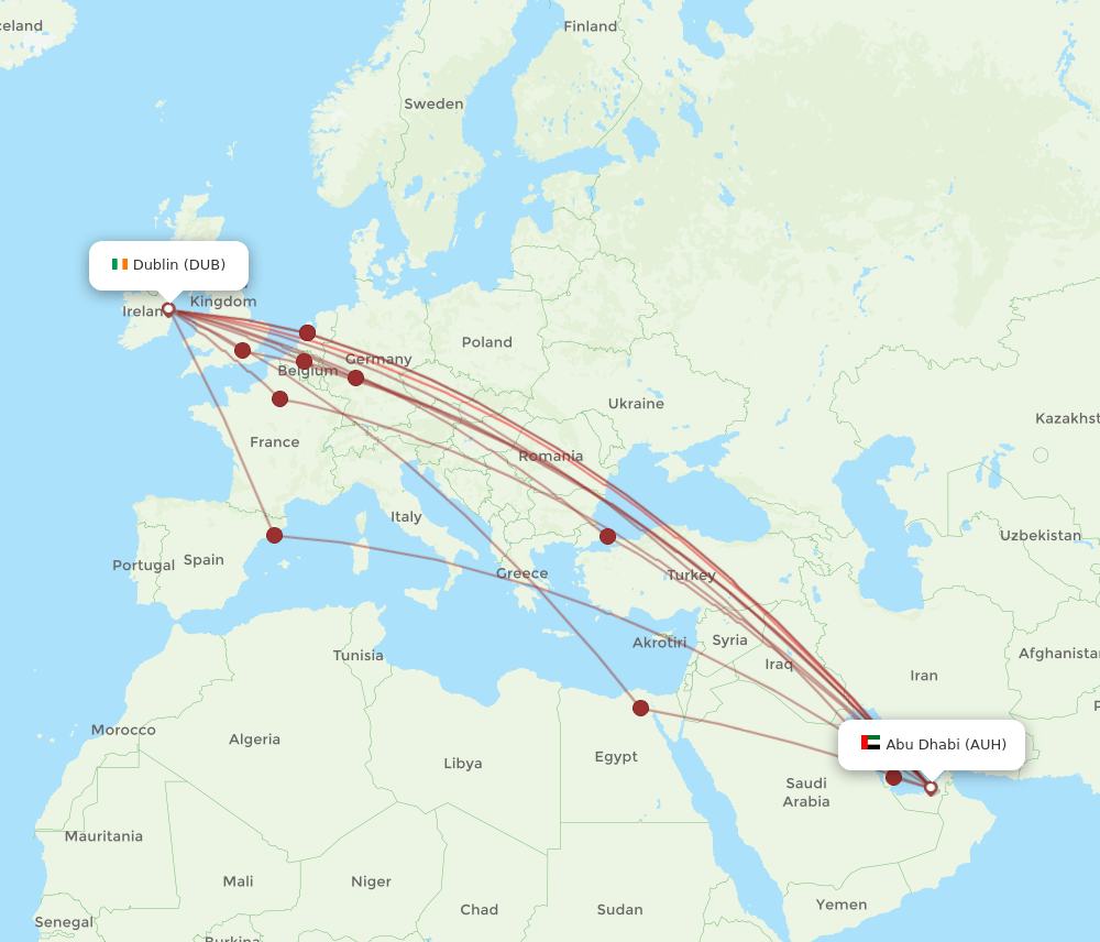 AUH-DUB flight routes