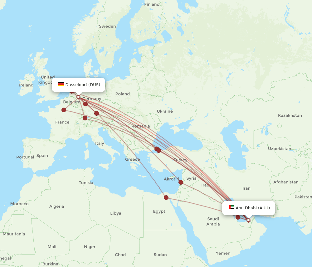 AUH-DUS flight routes