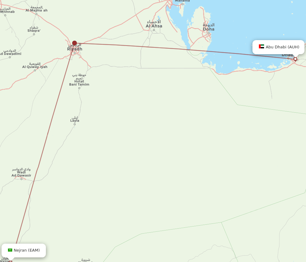 AUH-EAM flight routes
