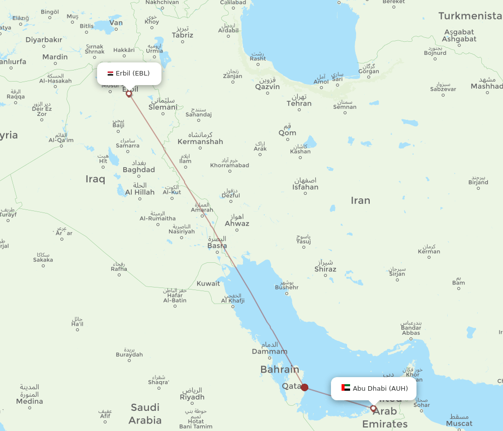 AUH-EBL flight routes
