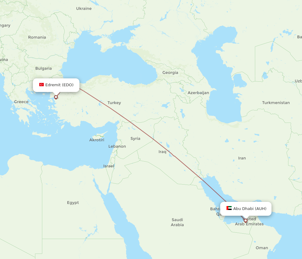 AUH to EDO flights and routes map