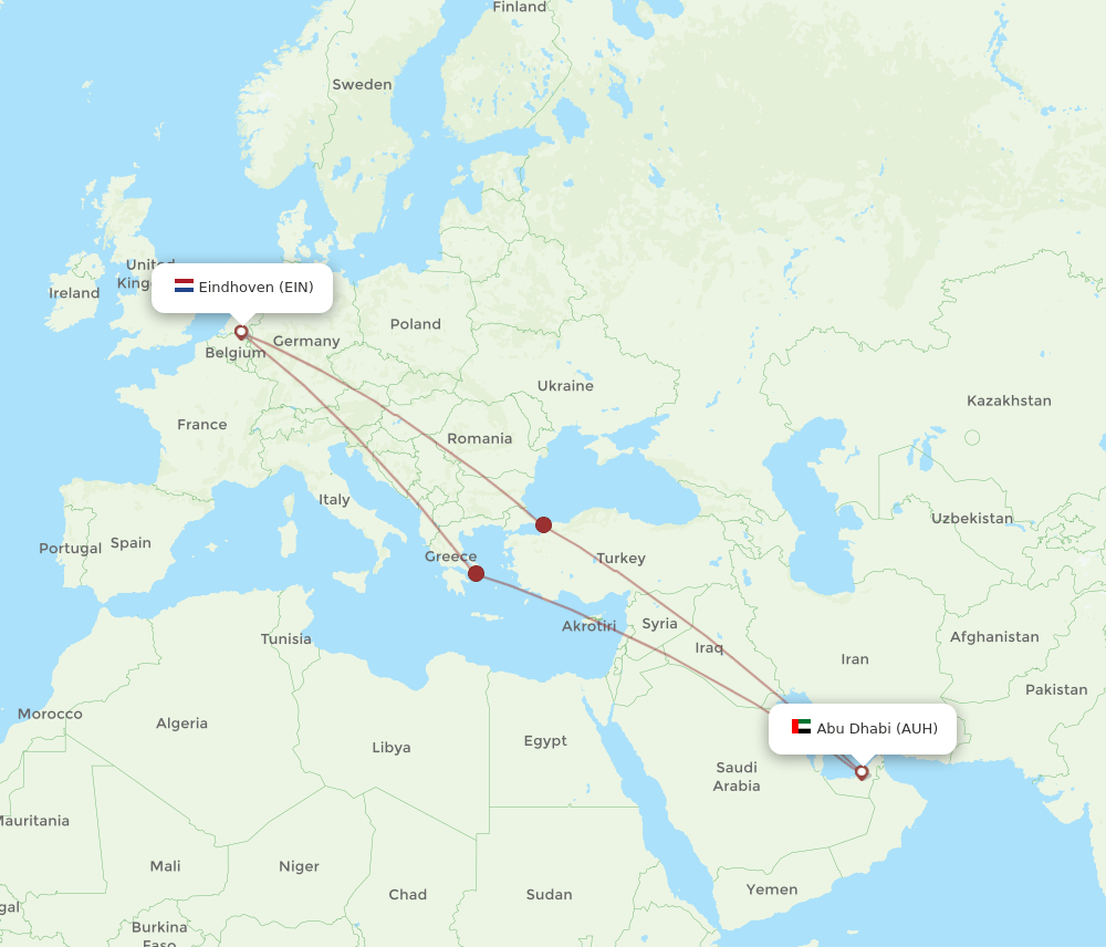 AUH-EIN flight routes