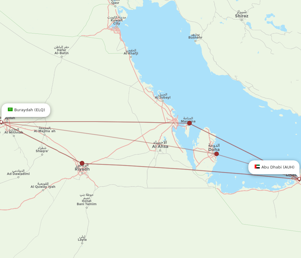 AUH-ELQ flight routes