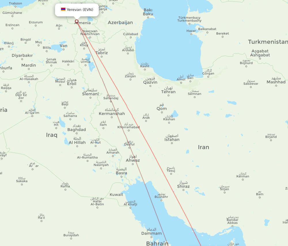 AUH-EVN flight routes