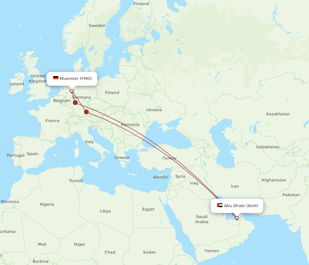 AUH to FMO flights and routes map