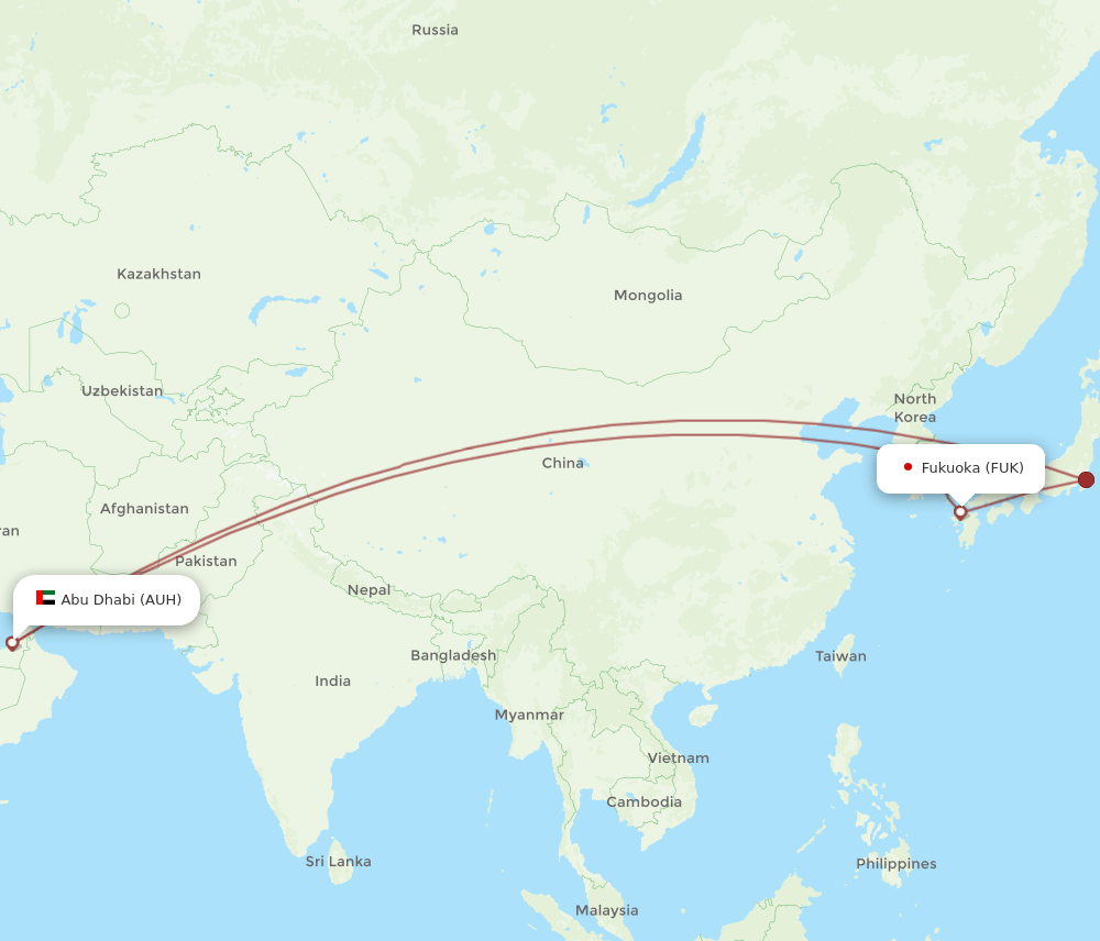 AUH-FUK flight routes