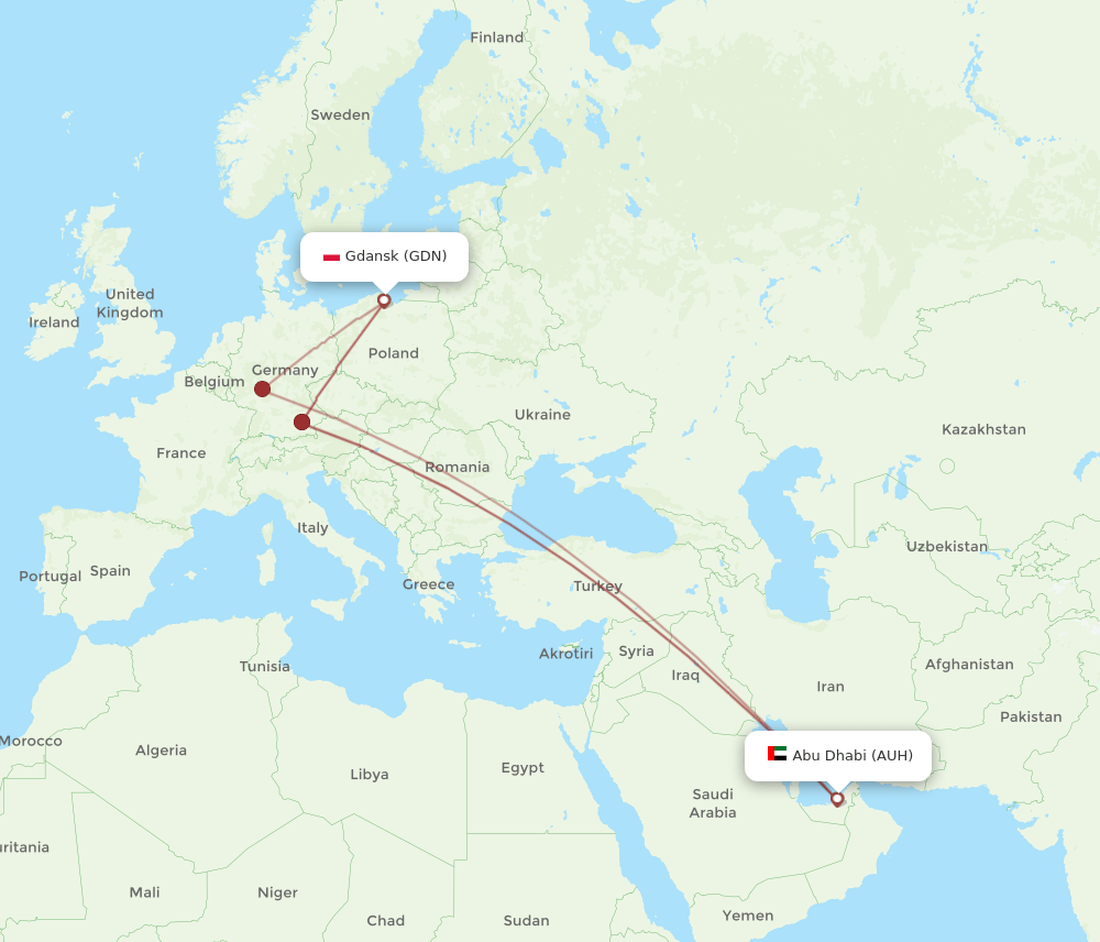 AUH-GDN flight routes