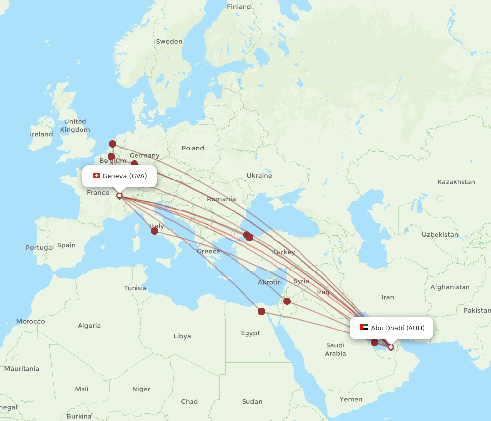 AUH-GVA flight routes