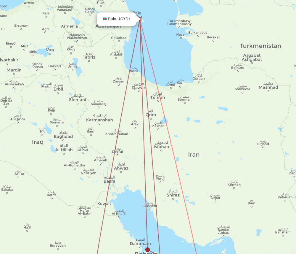 AUH to GYD flights and routes map