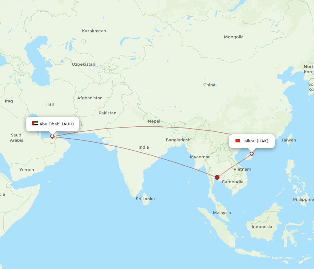 AUH-HAK flight routes