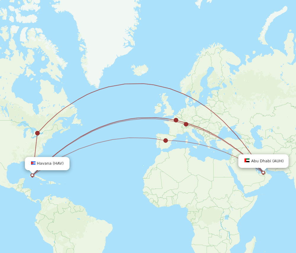 AUH-HAV flight routes