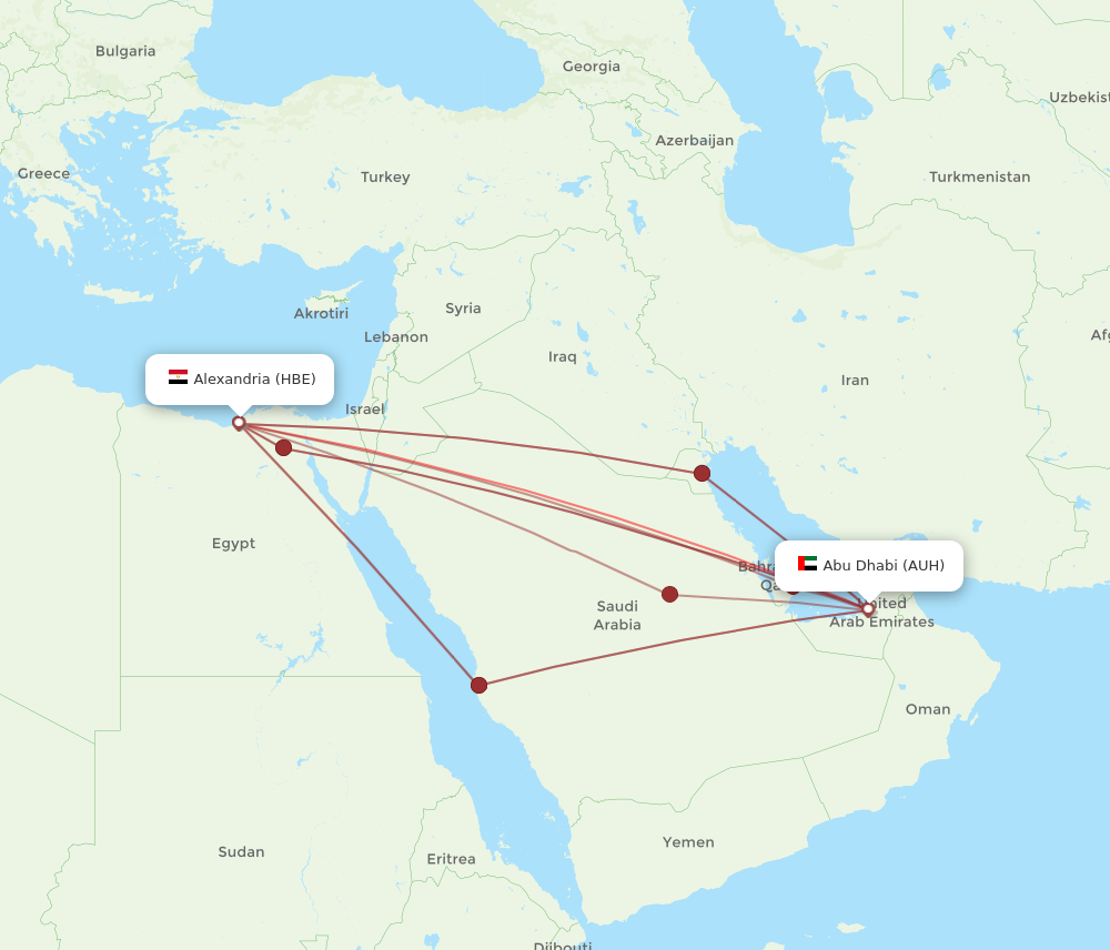 AUH to HBE flights and routes map