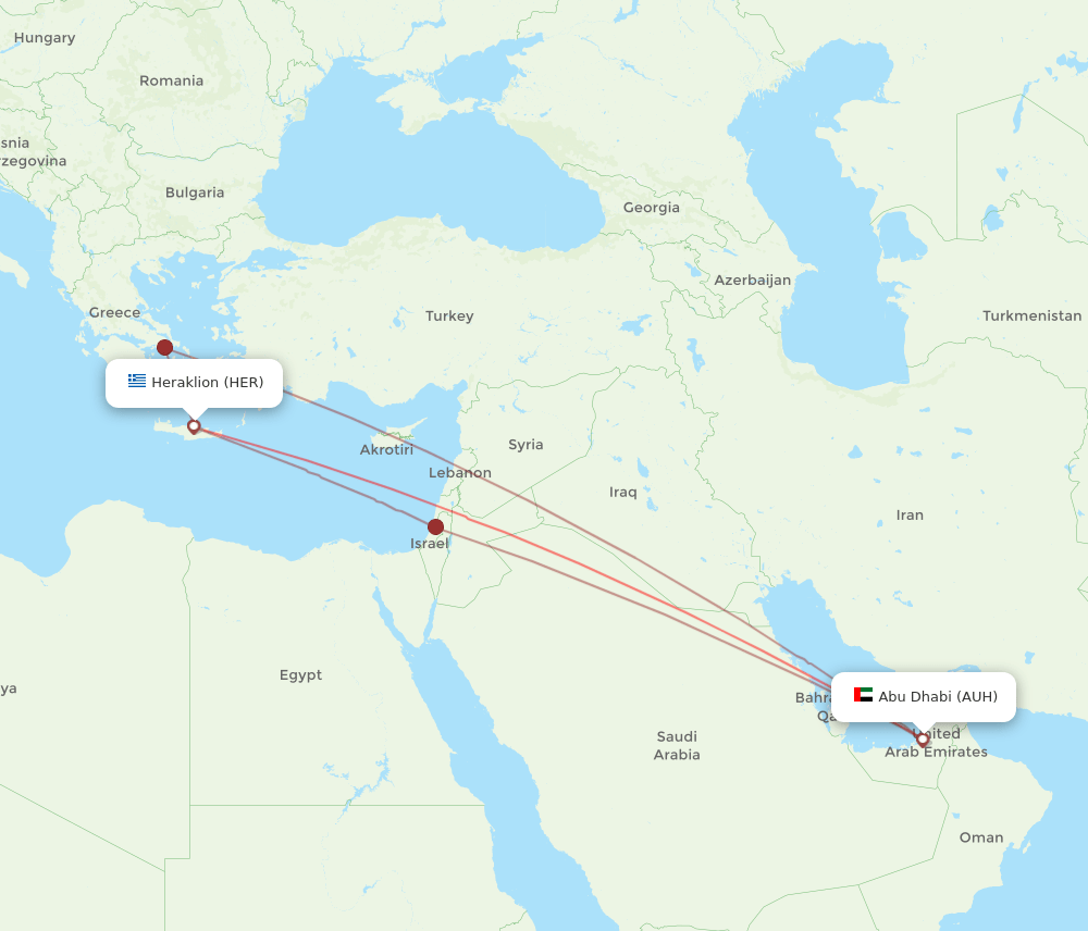 AUH to HER flights and routes map