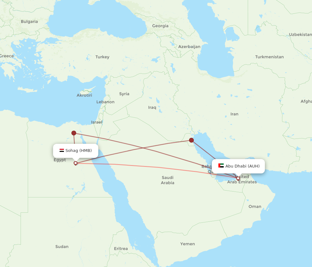 AUH to HMB flights and routes map