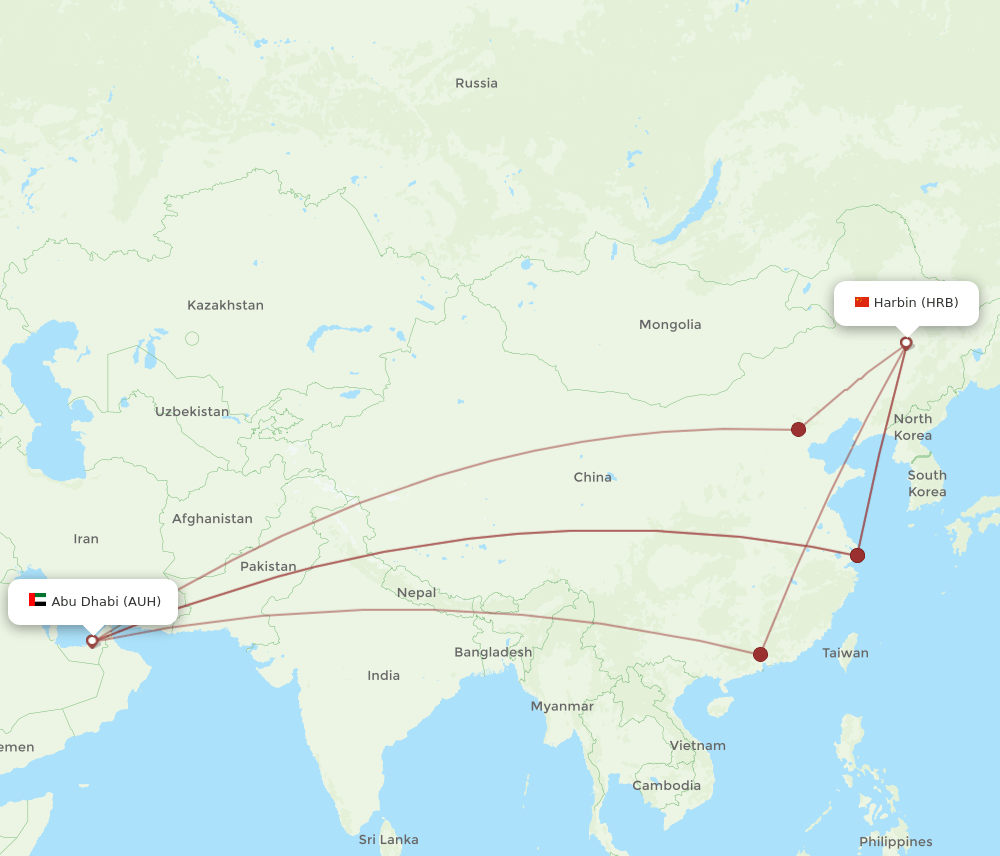AUH-HRB flight routes