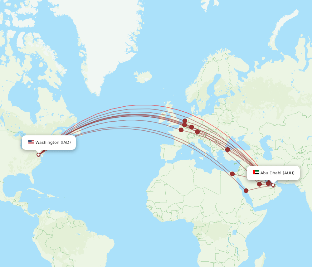 AUH-IAD flight routes