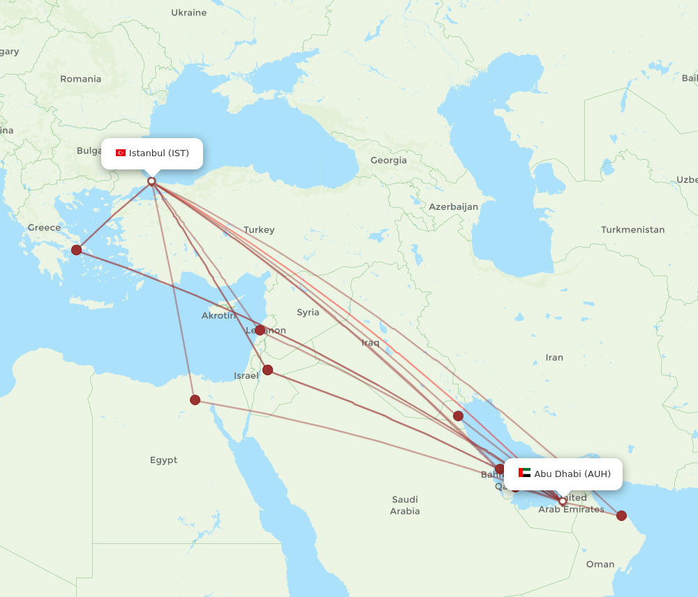 AUH to IST flights and routes map