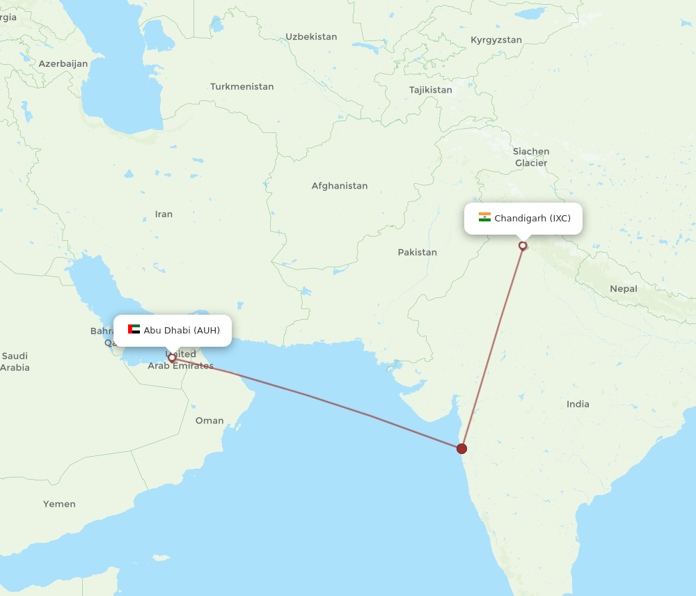 AUH-IXC flight routes