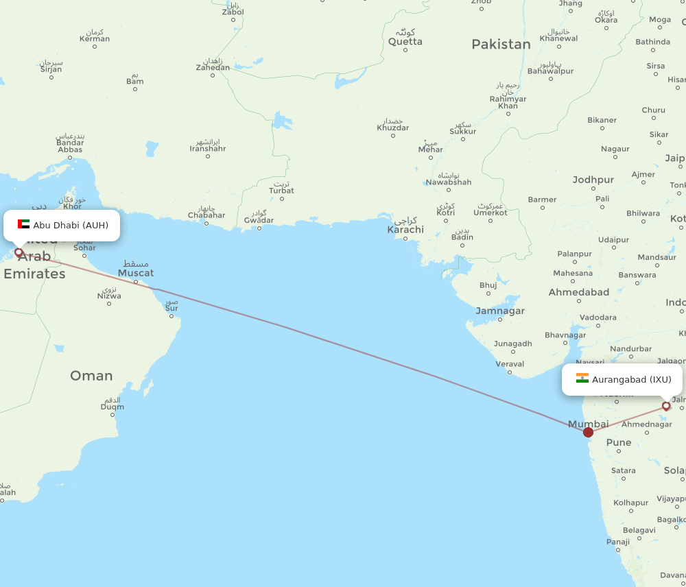 AUH-IXU flight routes