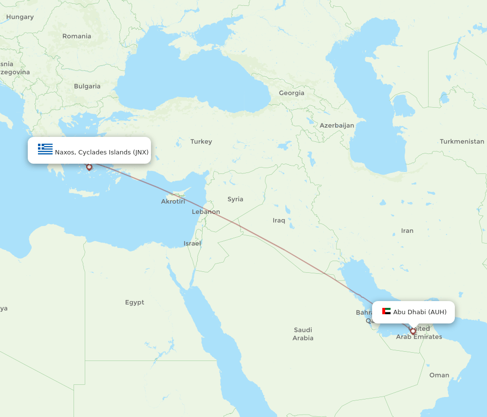AUH-JNX flight routes