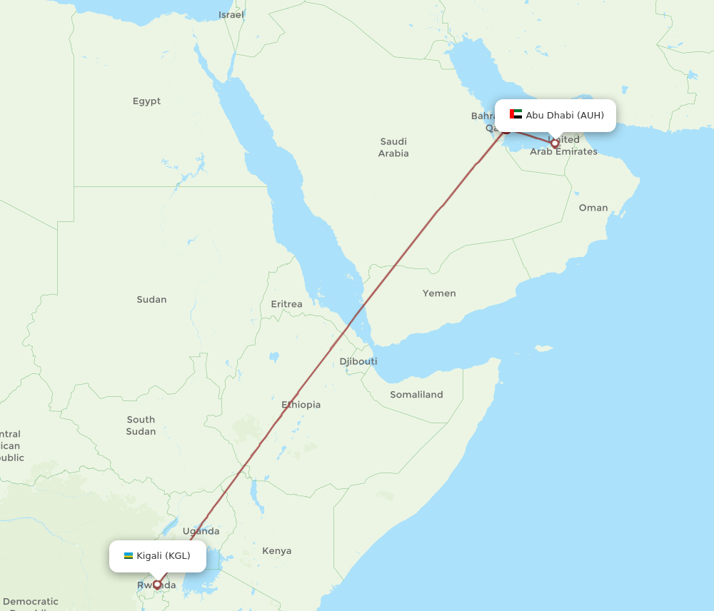AUH-KGL flight routes