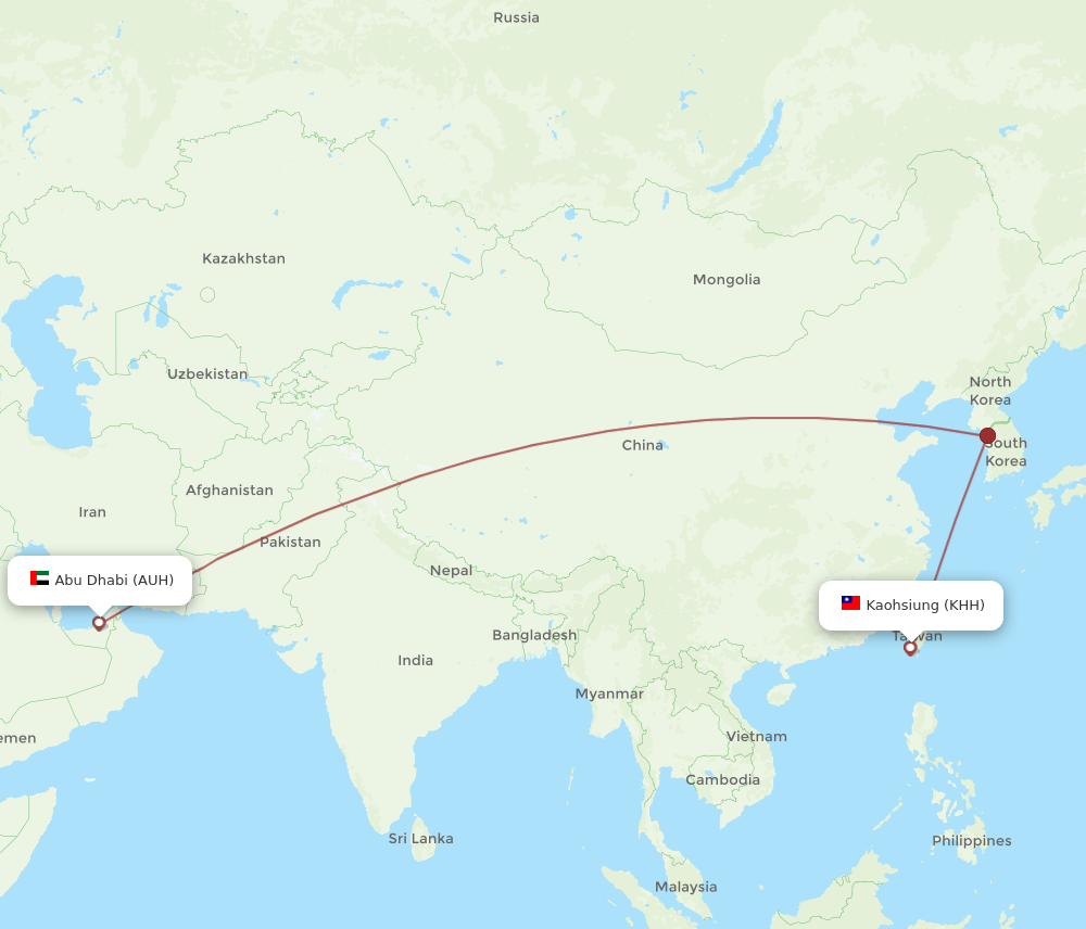 AUH-KHH flight routes