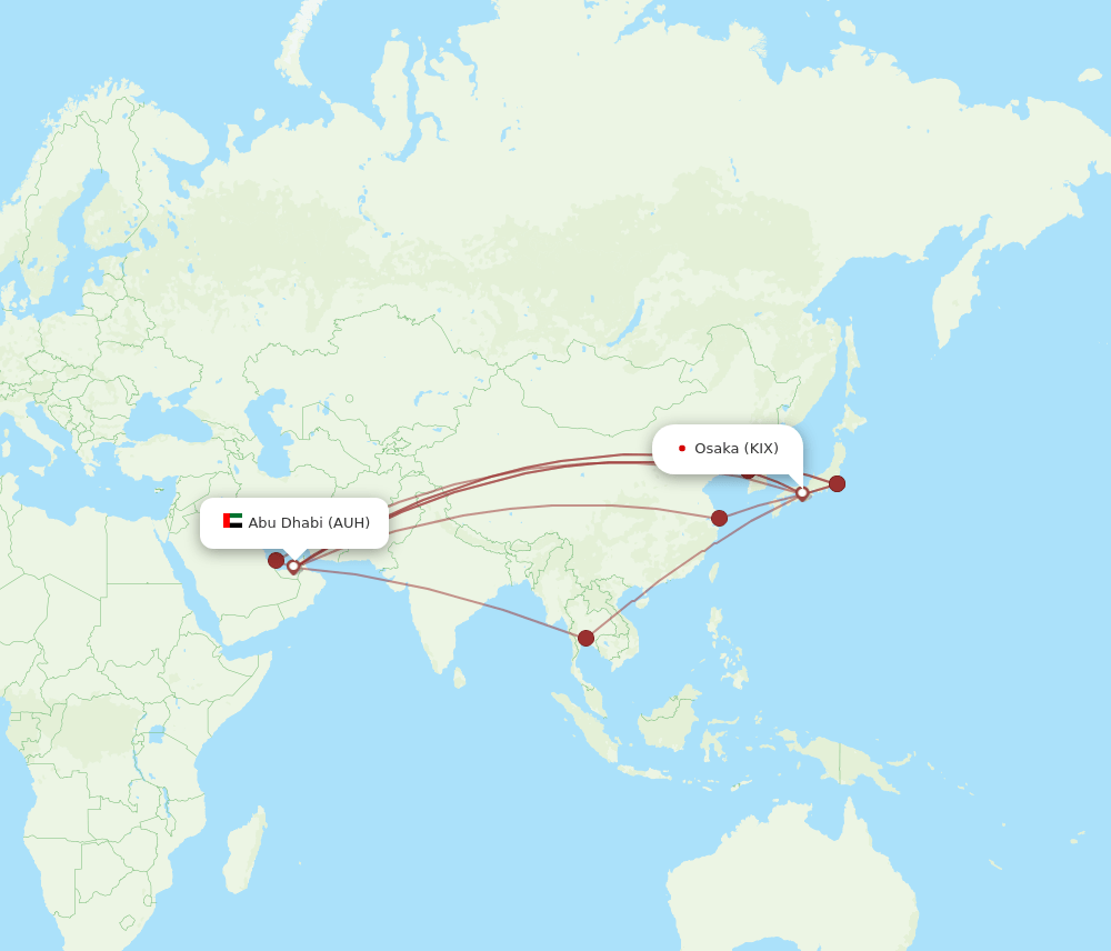 AUH-KIX flight routes