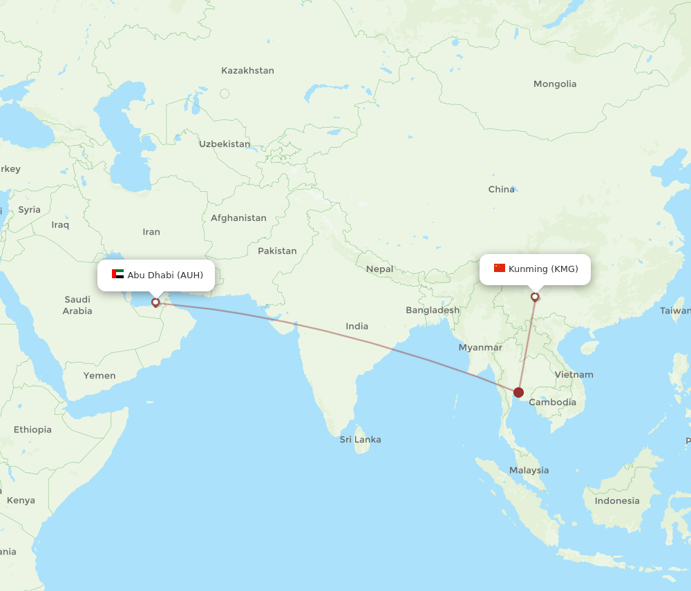 AUH-KMG flight routes