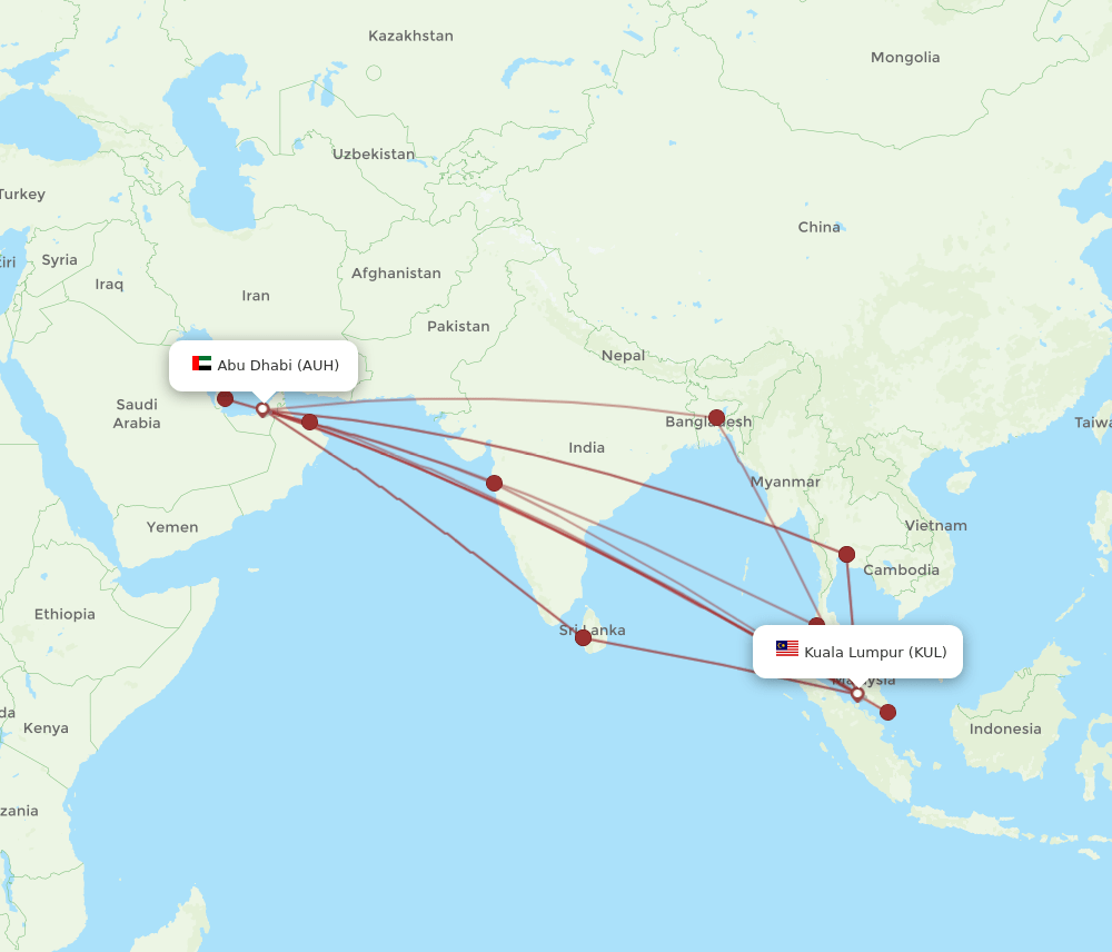 AUH-KUL flight routes
