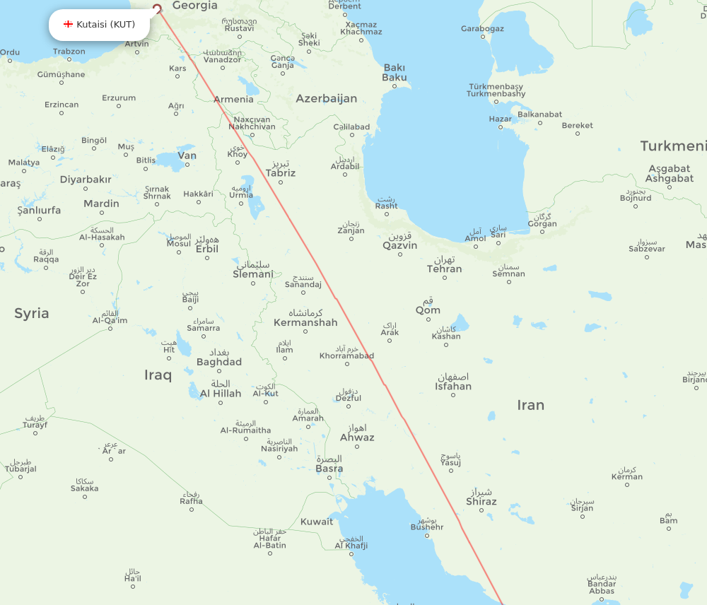 AUH to KUT flights and routes map