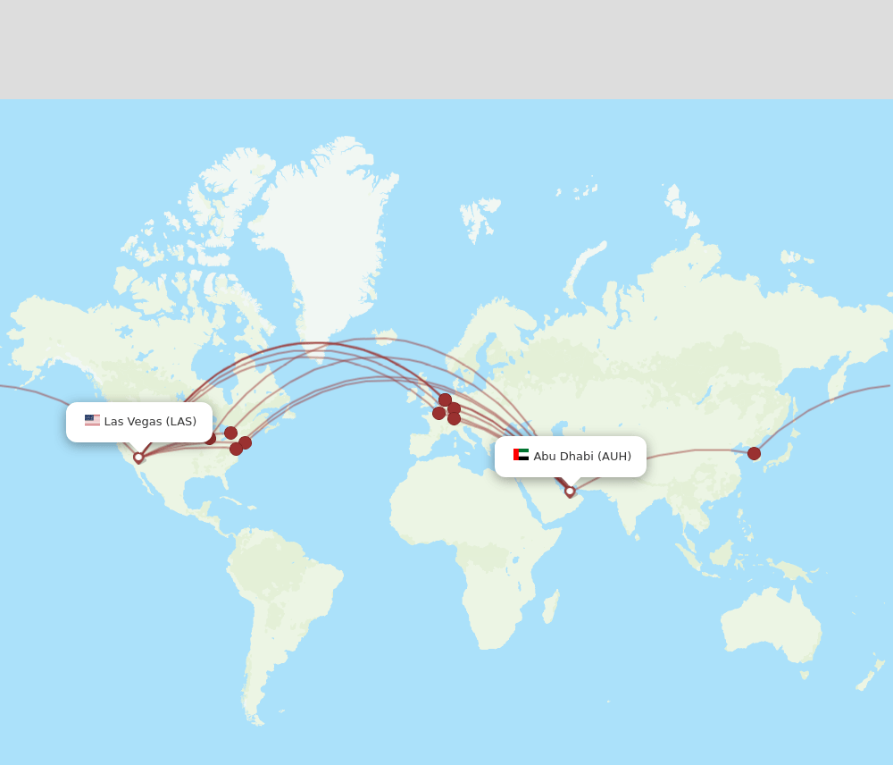 AUH to LAS flights and routes map