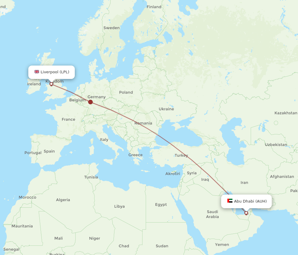 AUH to LPL flights and routes map