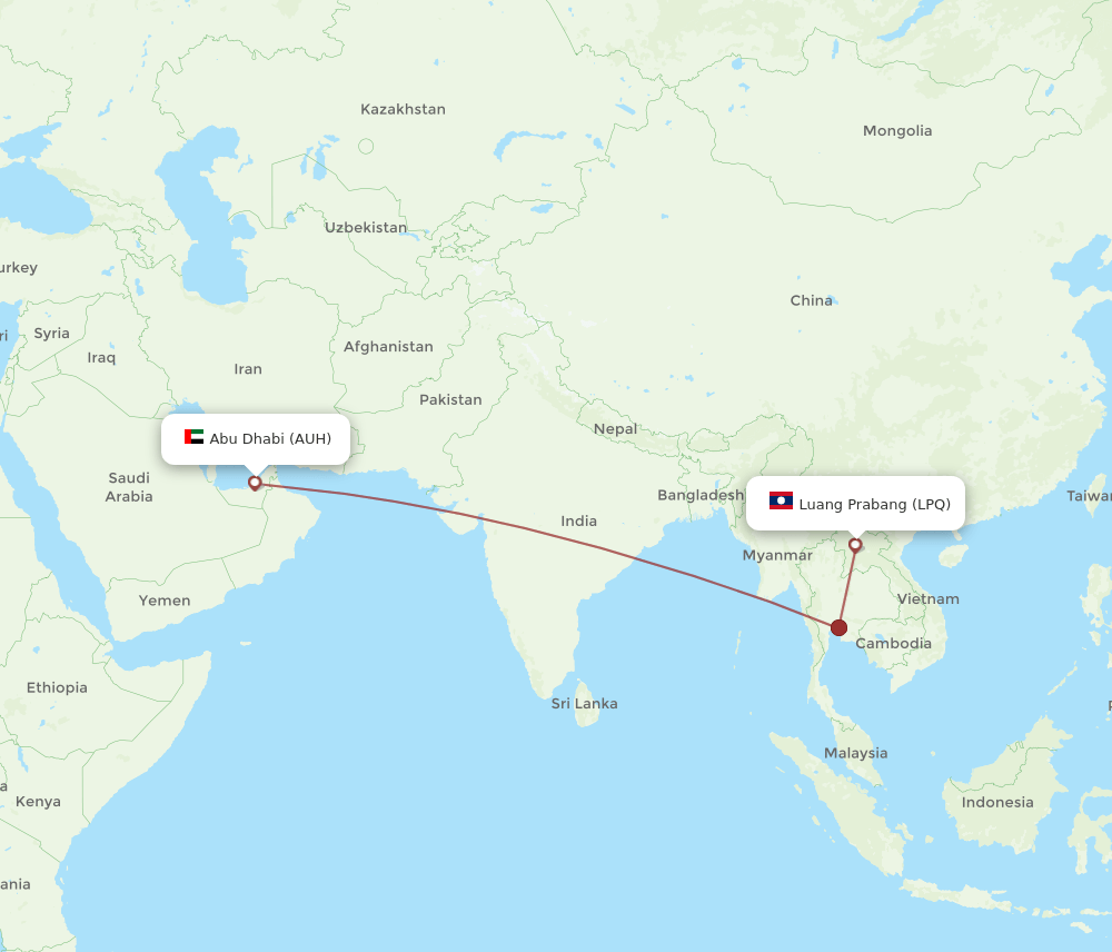AUH-LPQ flight routes