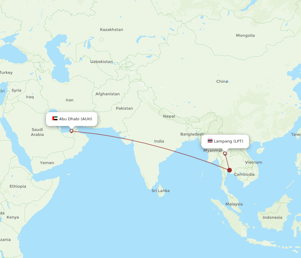 AUH to LPT flights and routes map