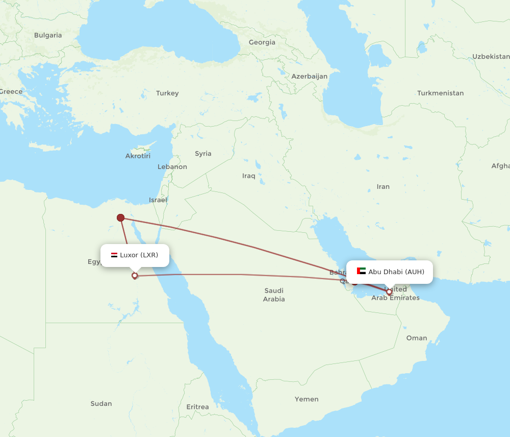 AUH to LXR flights and routes map