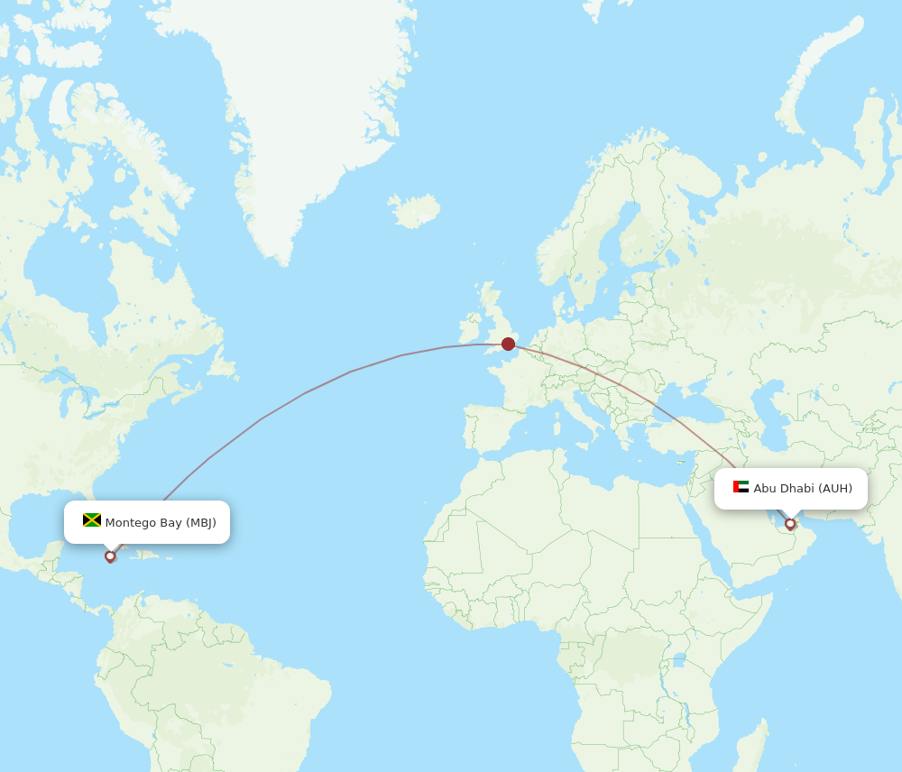 AUH-MBJ flight routes