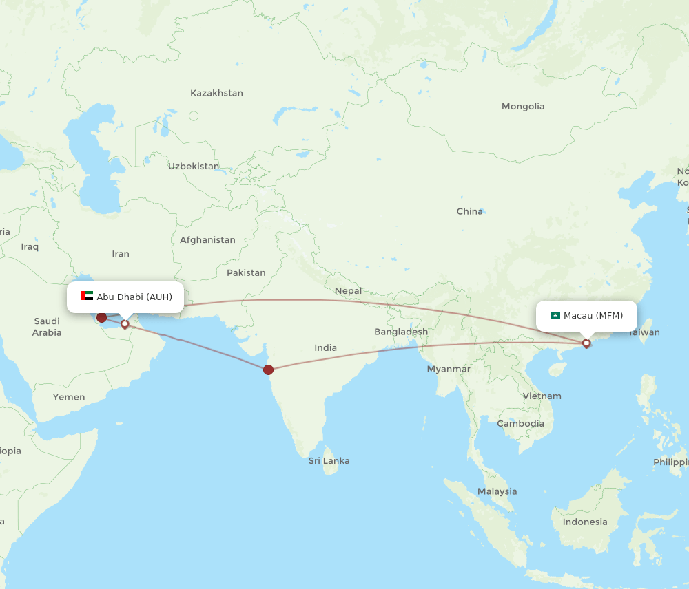 AUH-MFM flight routes