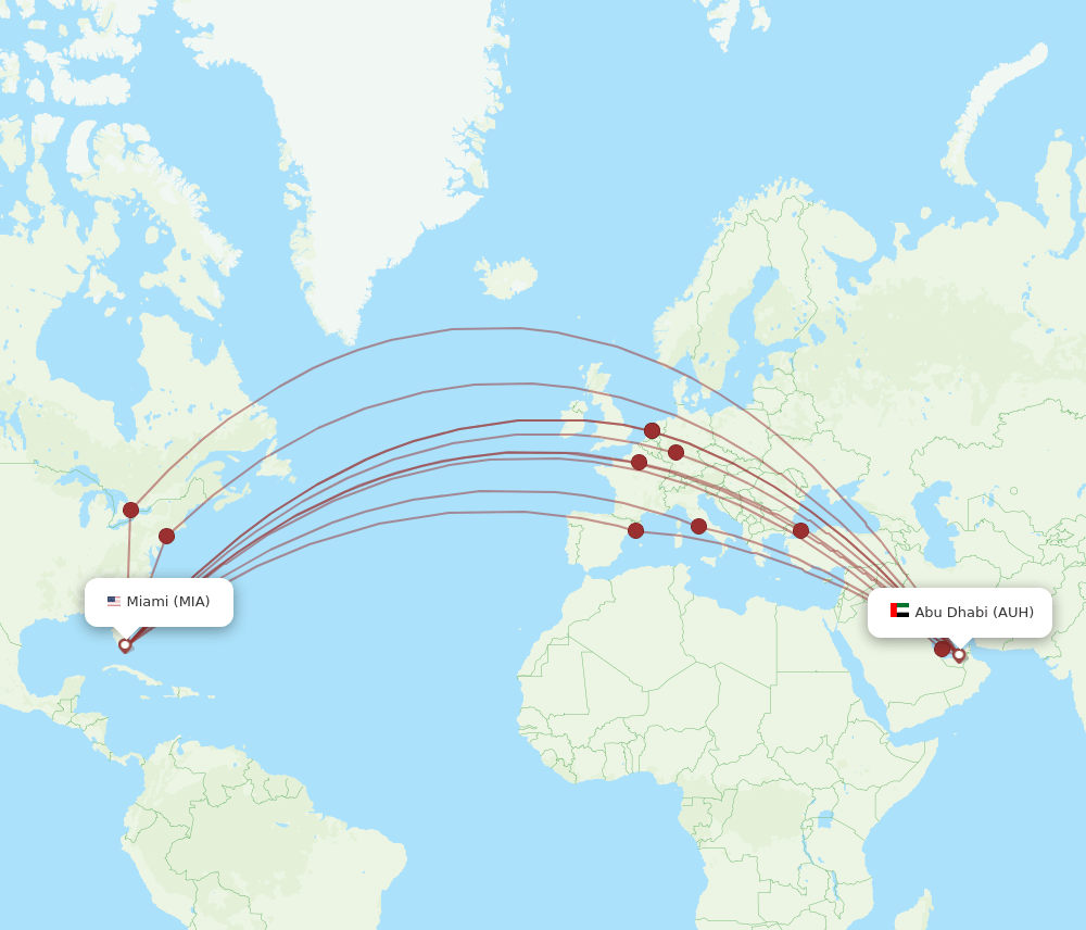 AUH-MIA flight routes