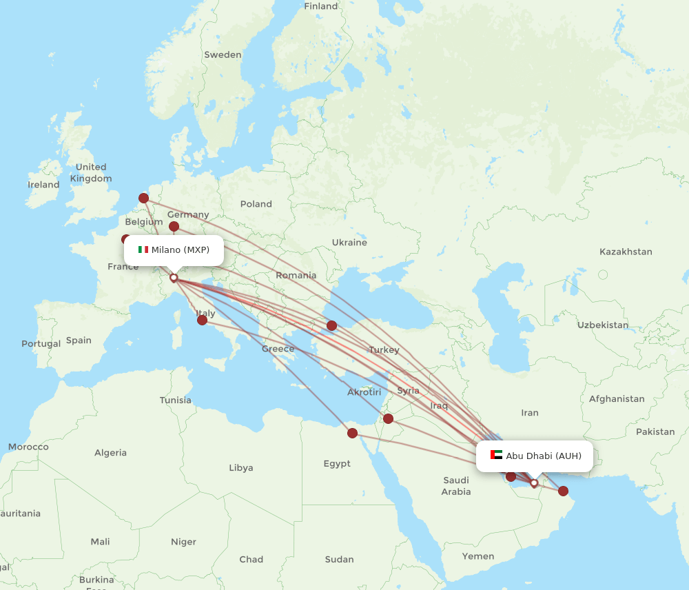 AUH-MXP flight routes