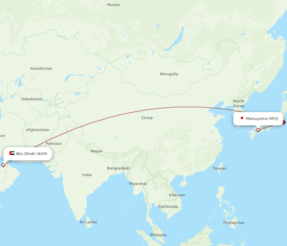 AUH-MYJ flight routes