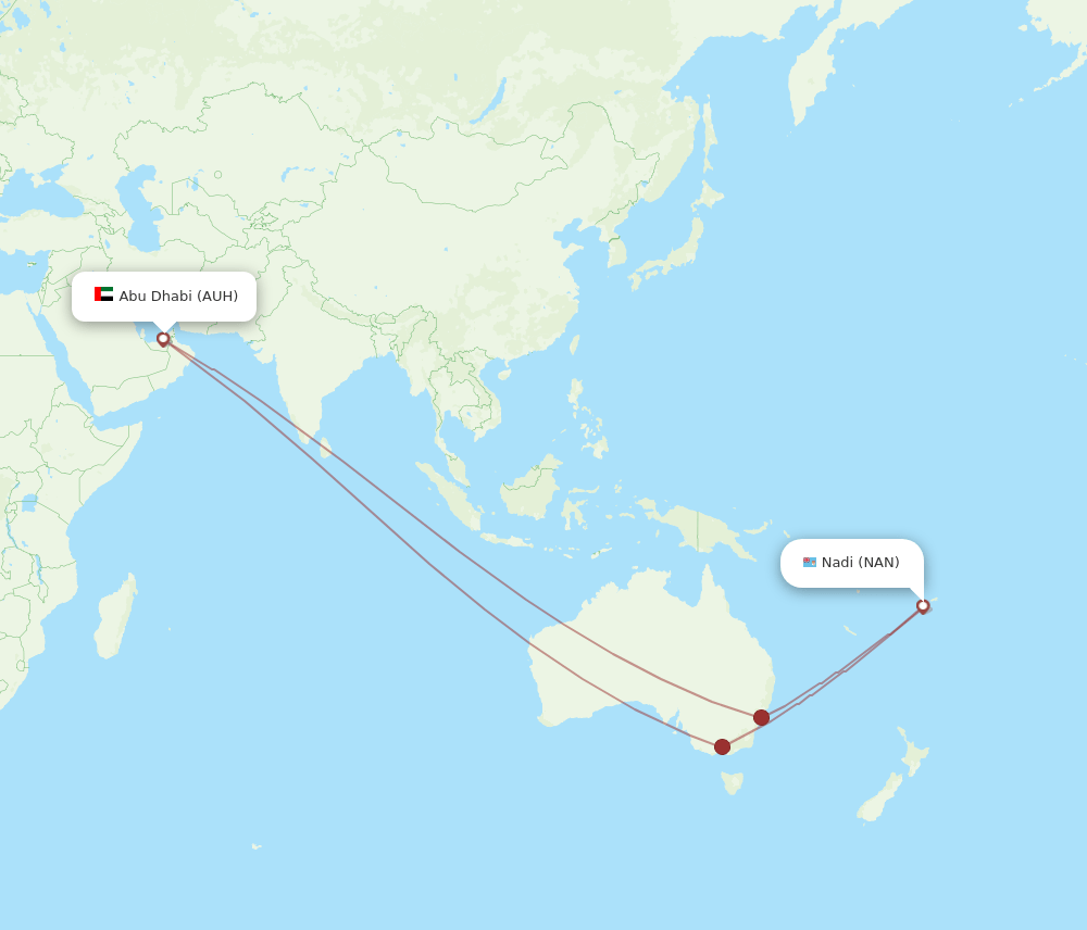 AUH-NAN flight routes