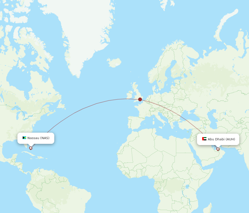AUH-NAS flight routes