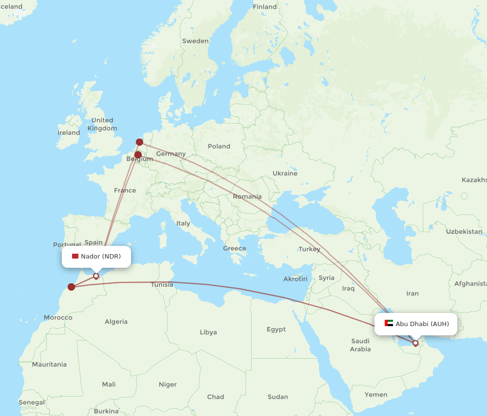 AUH to NDR flights and routes map