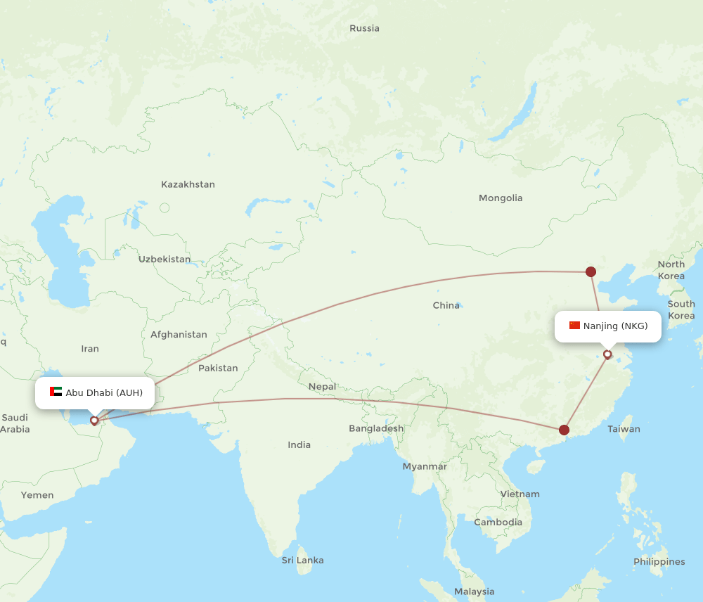 AUH-NKG flight routes