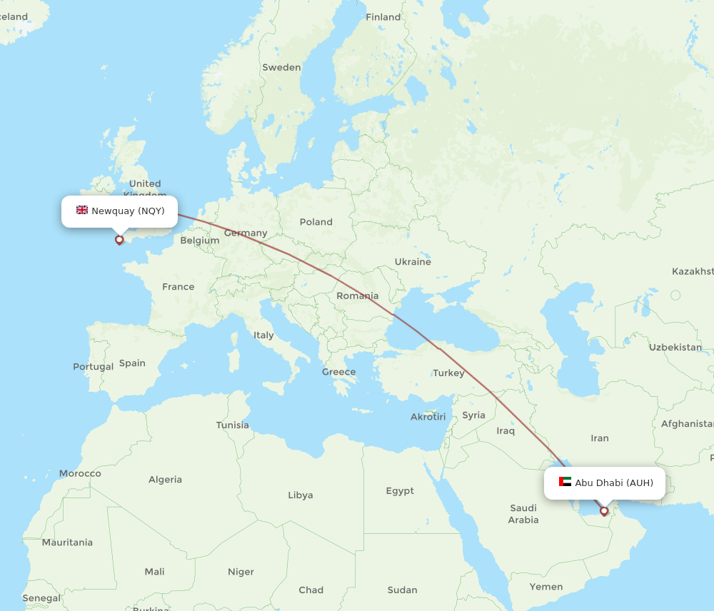 AUH-NQY flight routes