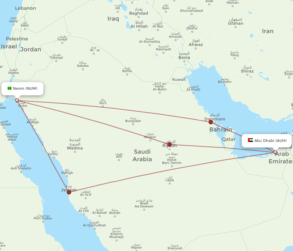 AUH-NUM flight routes