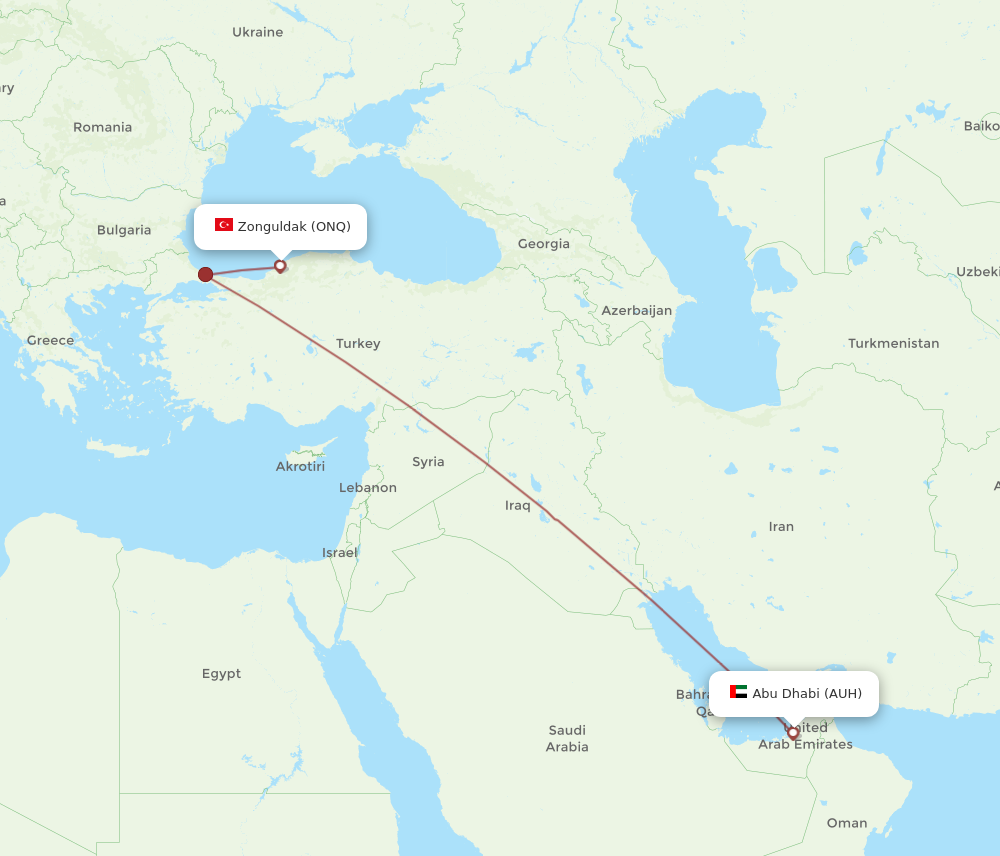 AUH to ONQ flights and routes map