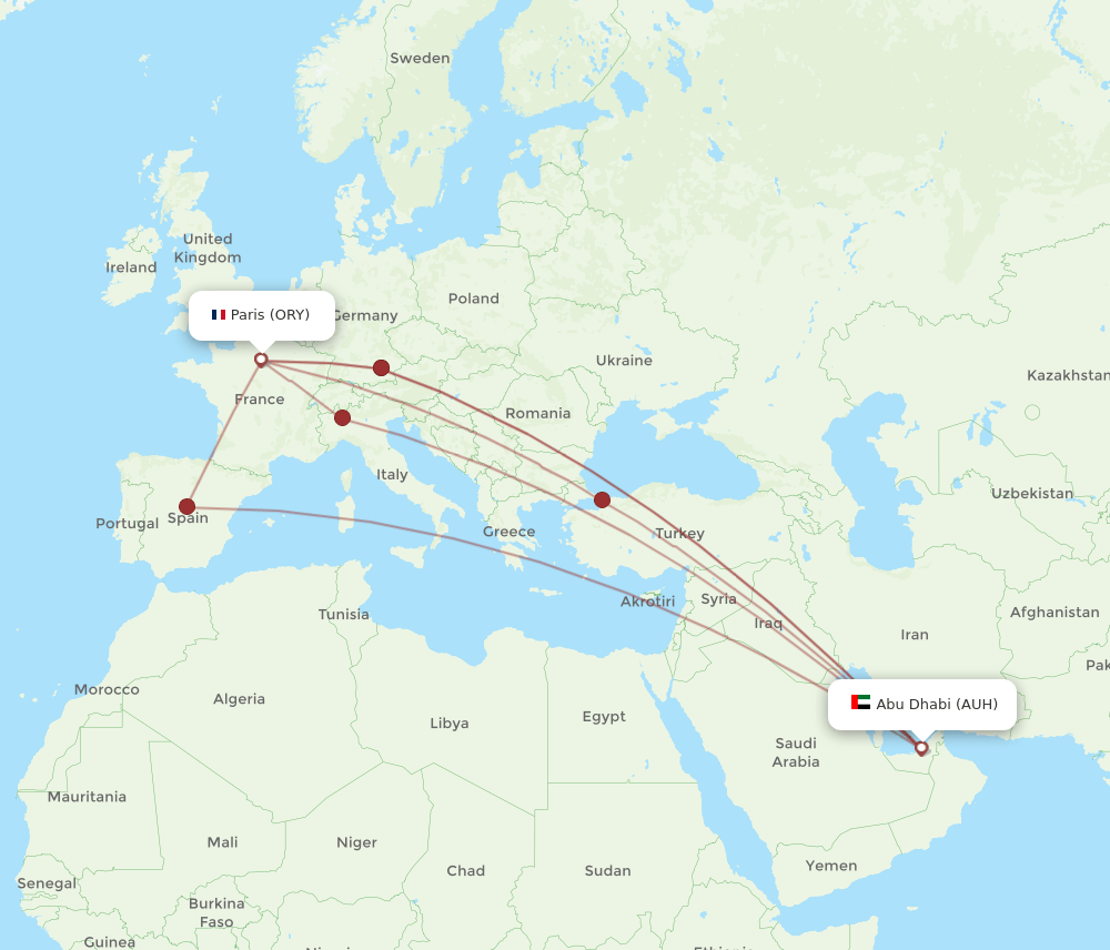AUH-ORY flight routes