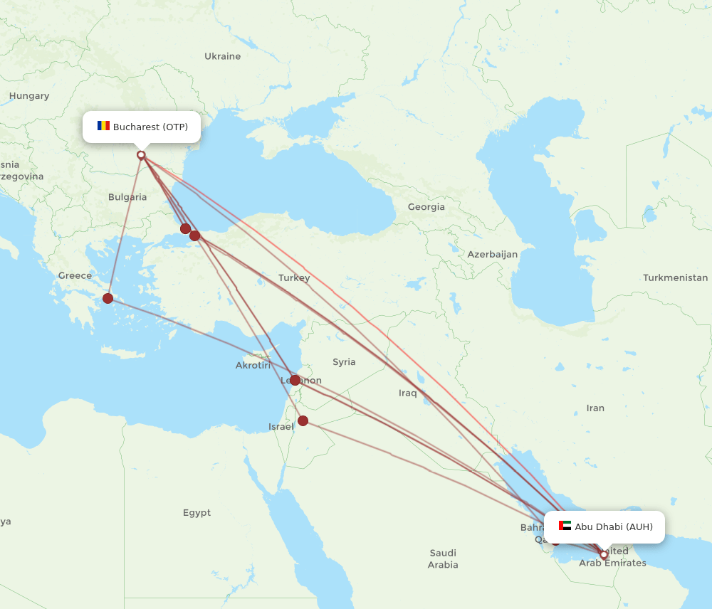 AUH-OTP flight routes